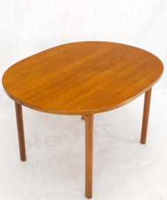 Compact Teak Danish Mid-Century Modern Dining Table w/ Large Leaves Extensions