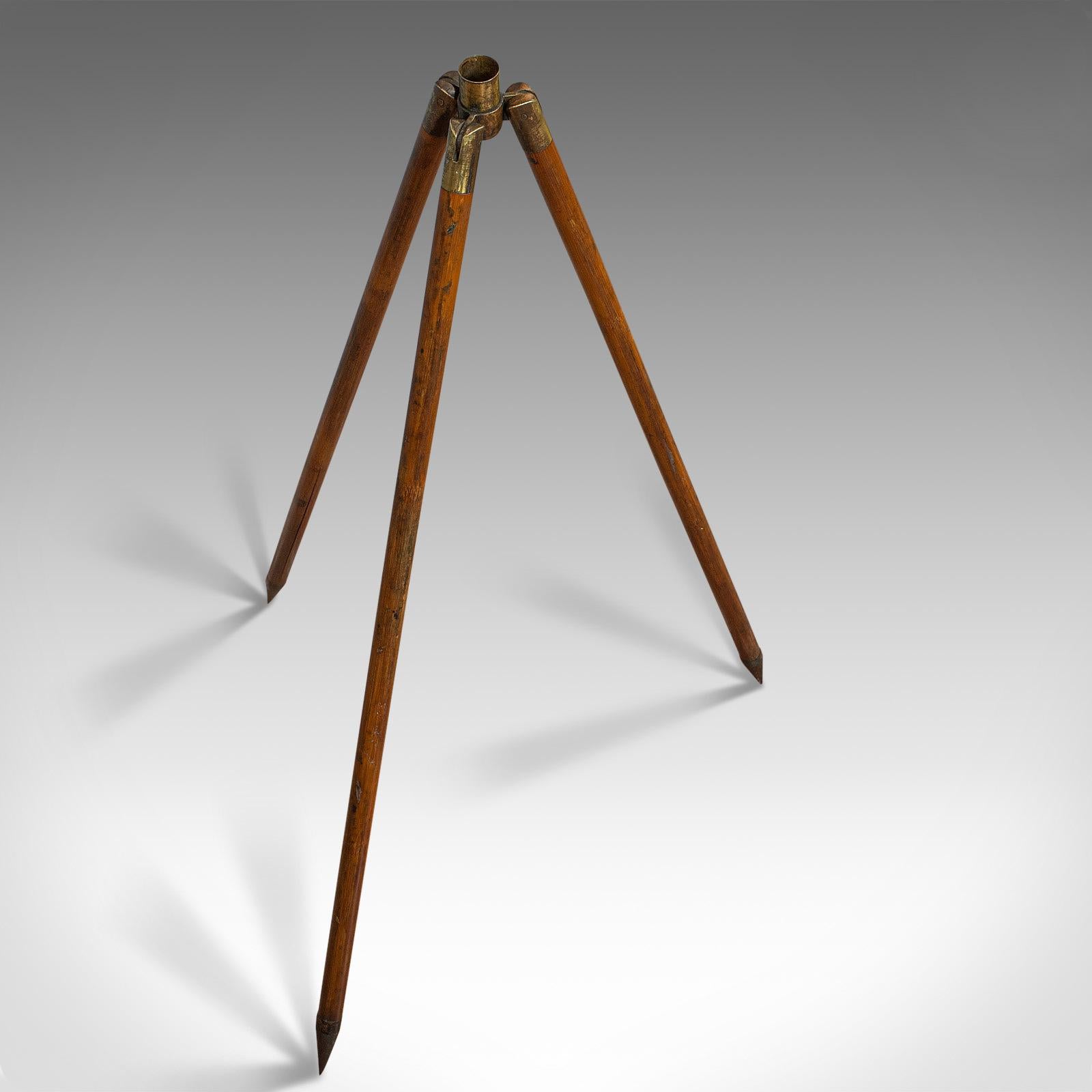 Compact Vintage Tripod, English, Bamboo, Brass, Telescope Stand, 20th Century 1