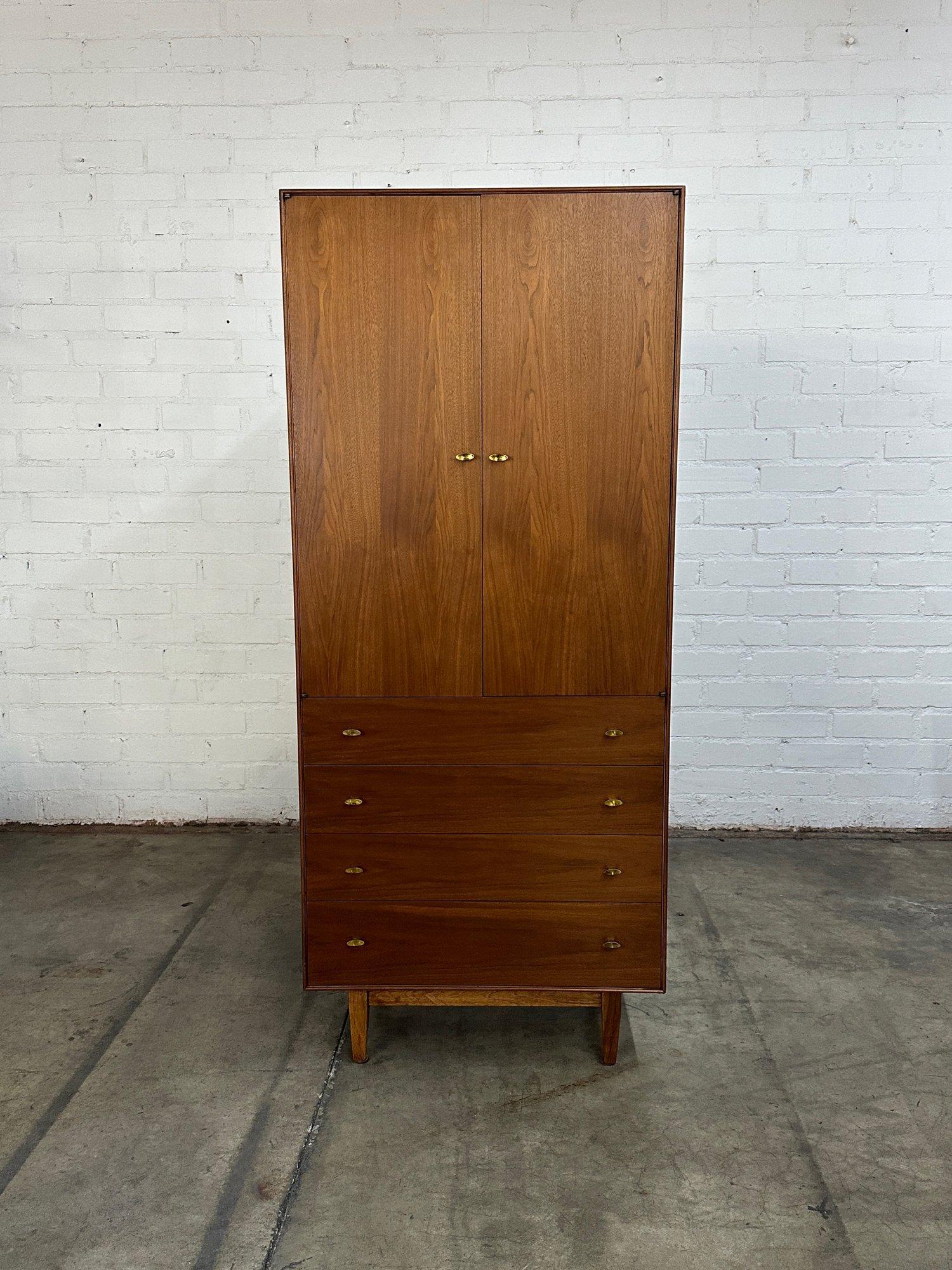 Mid-Century Modern Compact Walnut Armoire by R-Way For Sale