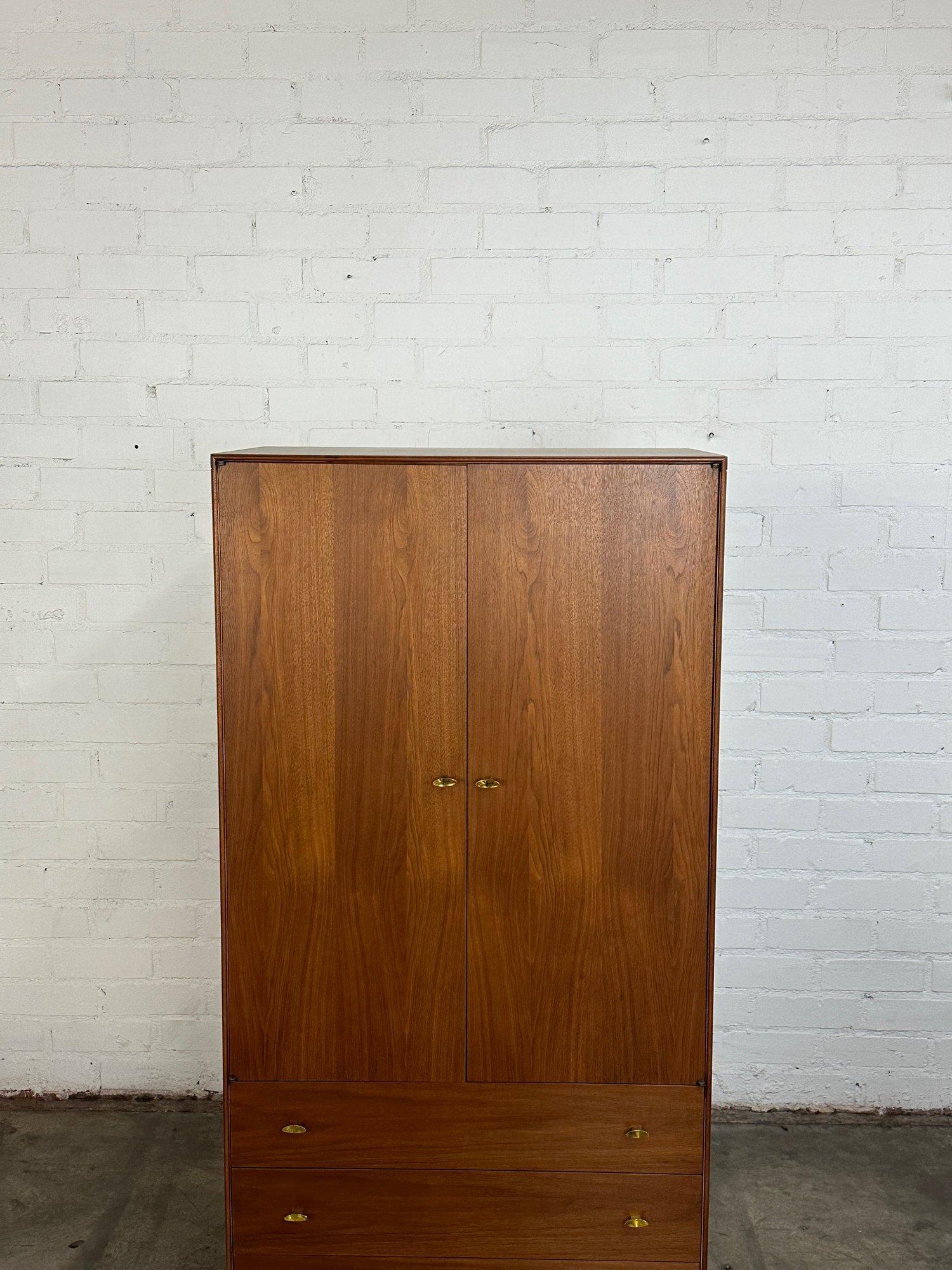 Compact Walnut Armoire by R-Way In Good Condition For Sale In Los Angeles, CA