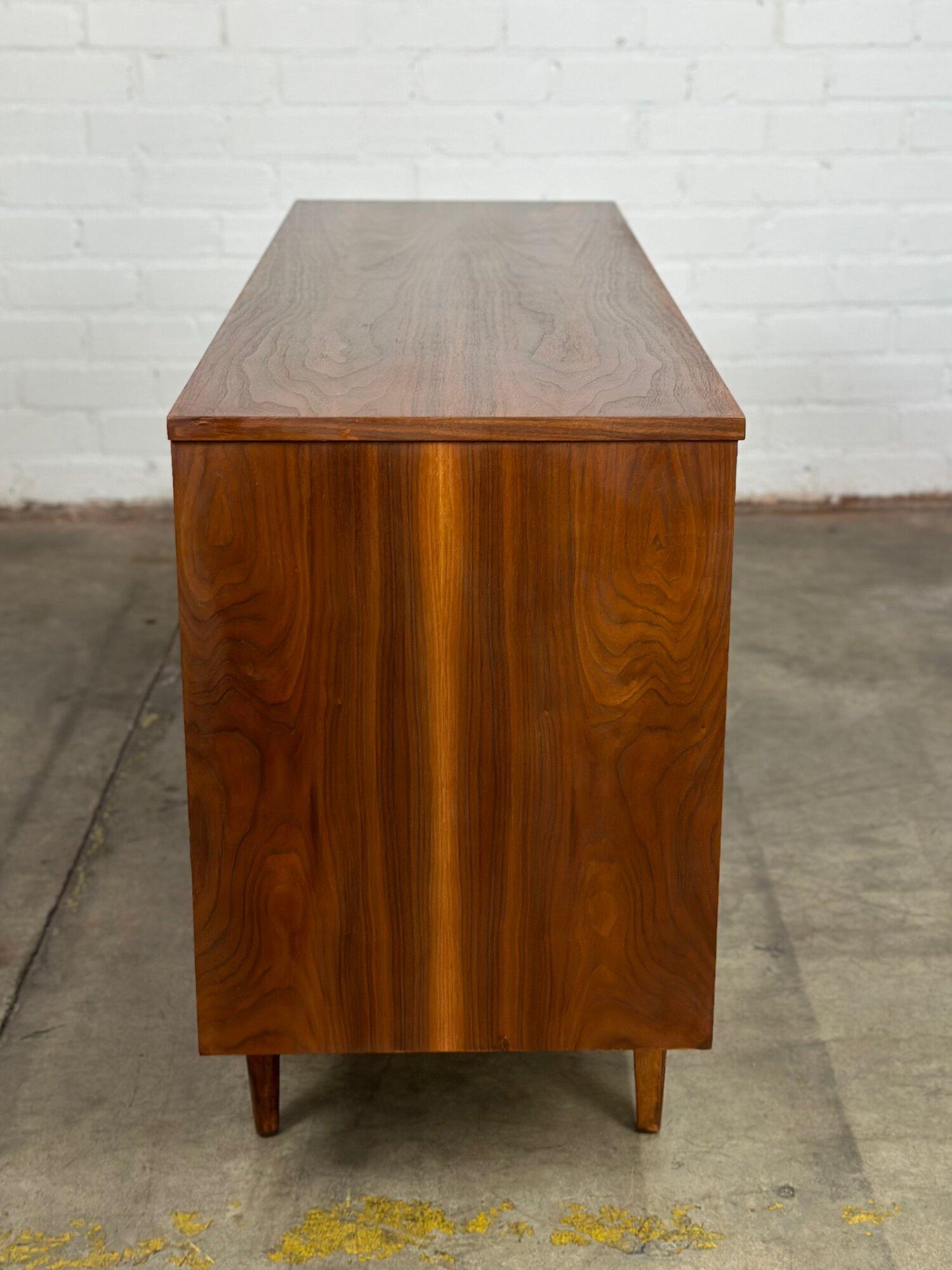 American Compact Walnut Credenza by Basset