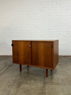 Compact walnut credenza by knoll