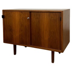 Compact walnut credenza by knoll