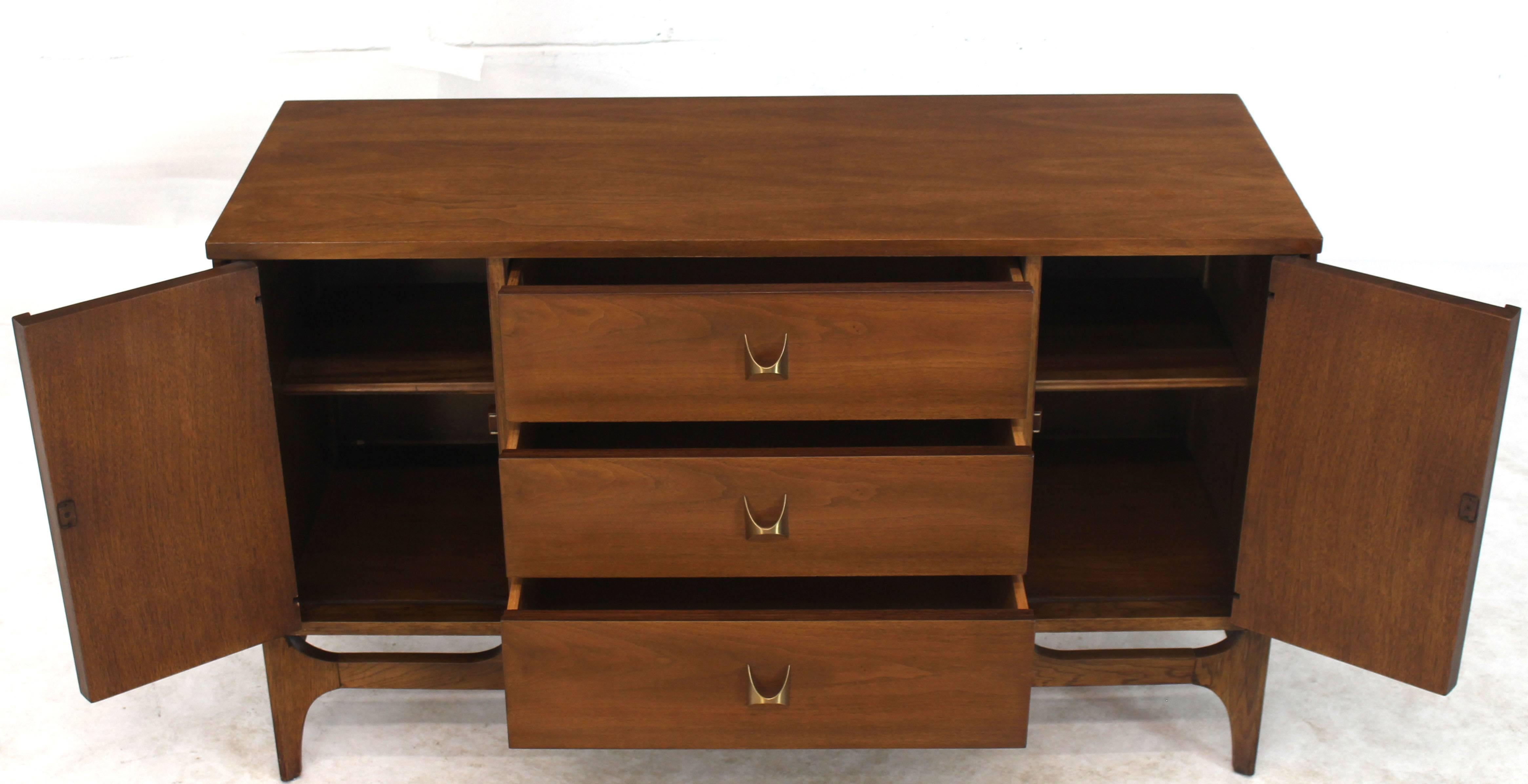 Lacquered Compact Walnut Dresser Sideboard with Molded Plywood Sculptural Elements 