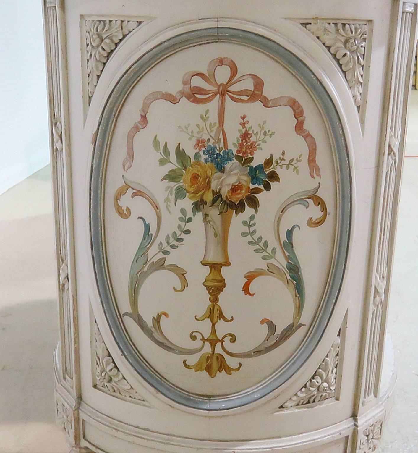 Painted Compainion Pair of Louis XVI Style Nightstands