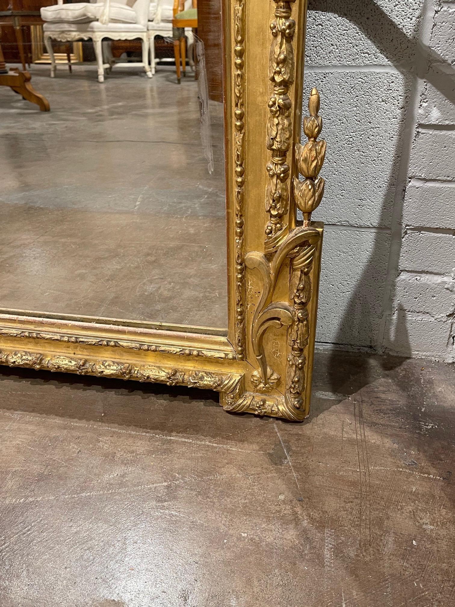 Companion Pair of 19th Century French Louis XVI Style Carved and Giltwood Mirror 2