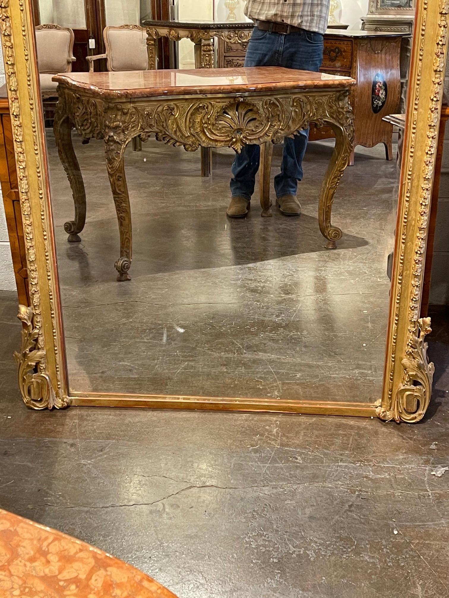 Companion Pair of 19th Century French Louis XVI Style Carved and Giltwood Mirror 5