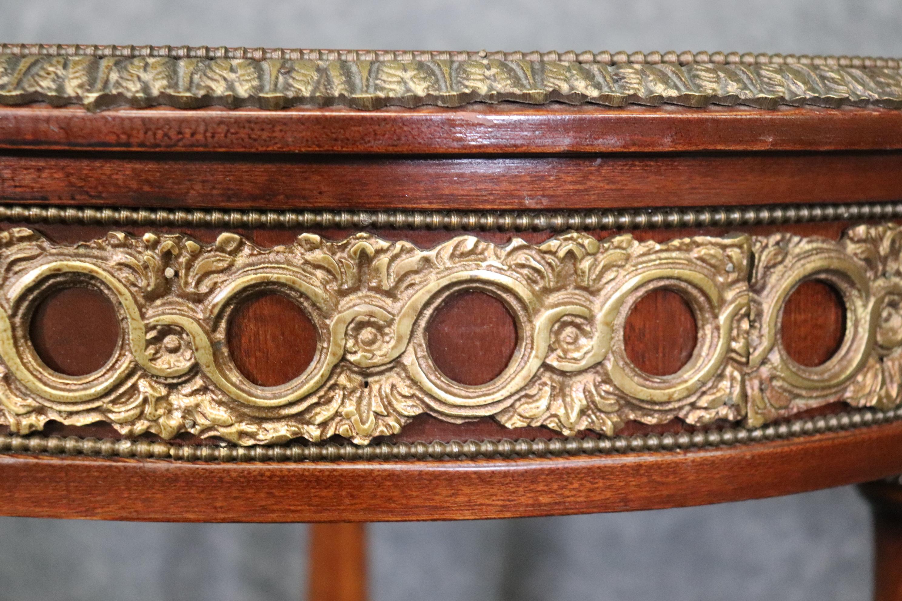 Companion Pair of Bronze Ormolu Mounted French Louis XVI End Tables For Sale 8