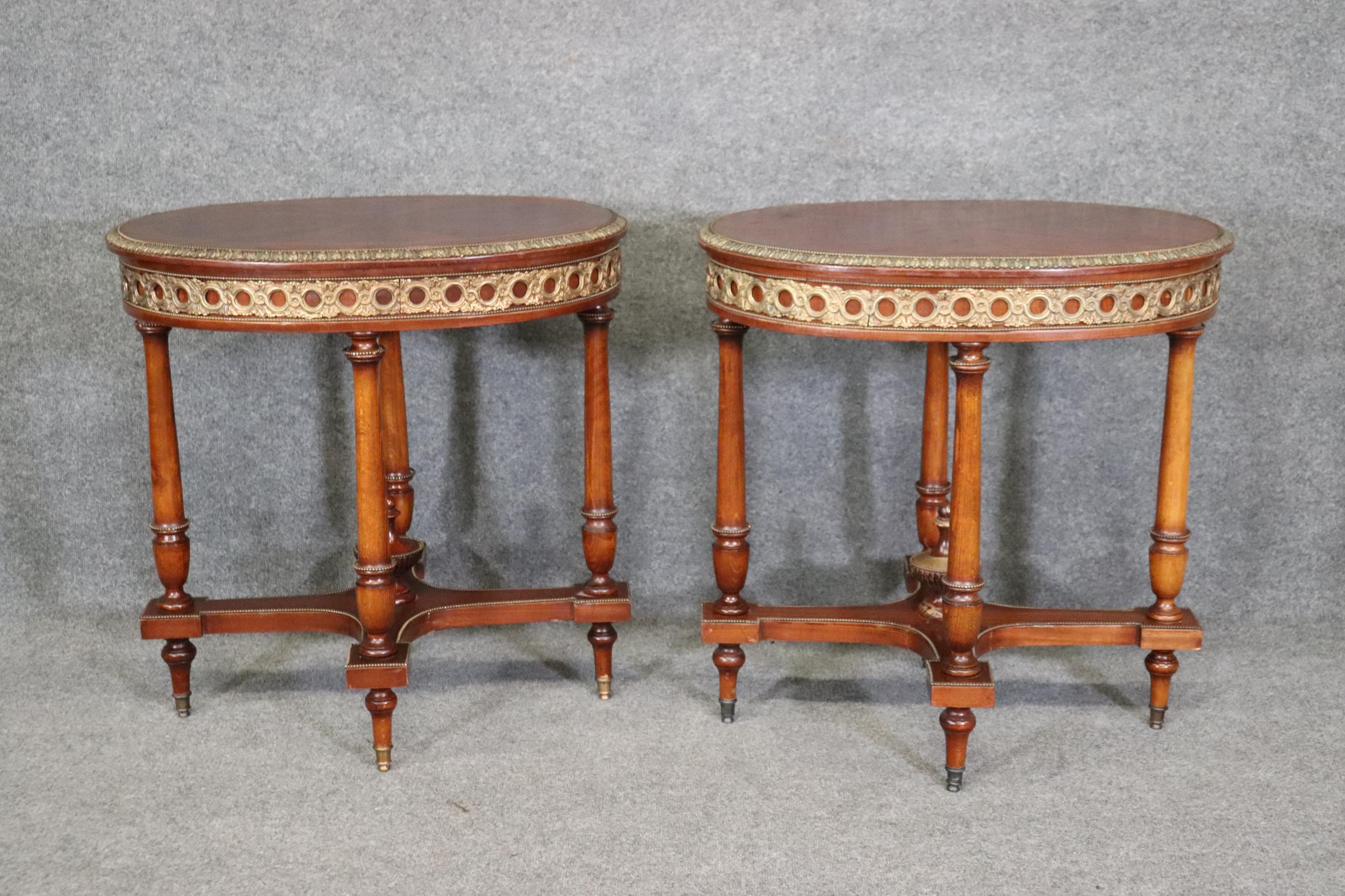 Companion Pair of Bronze Ormolu Mounted French Louis XVI End Tables For Sale 2