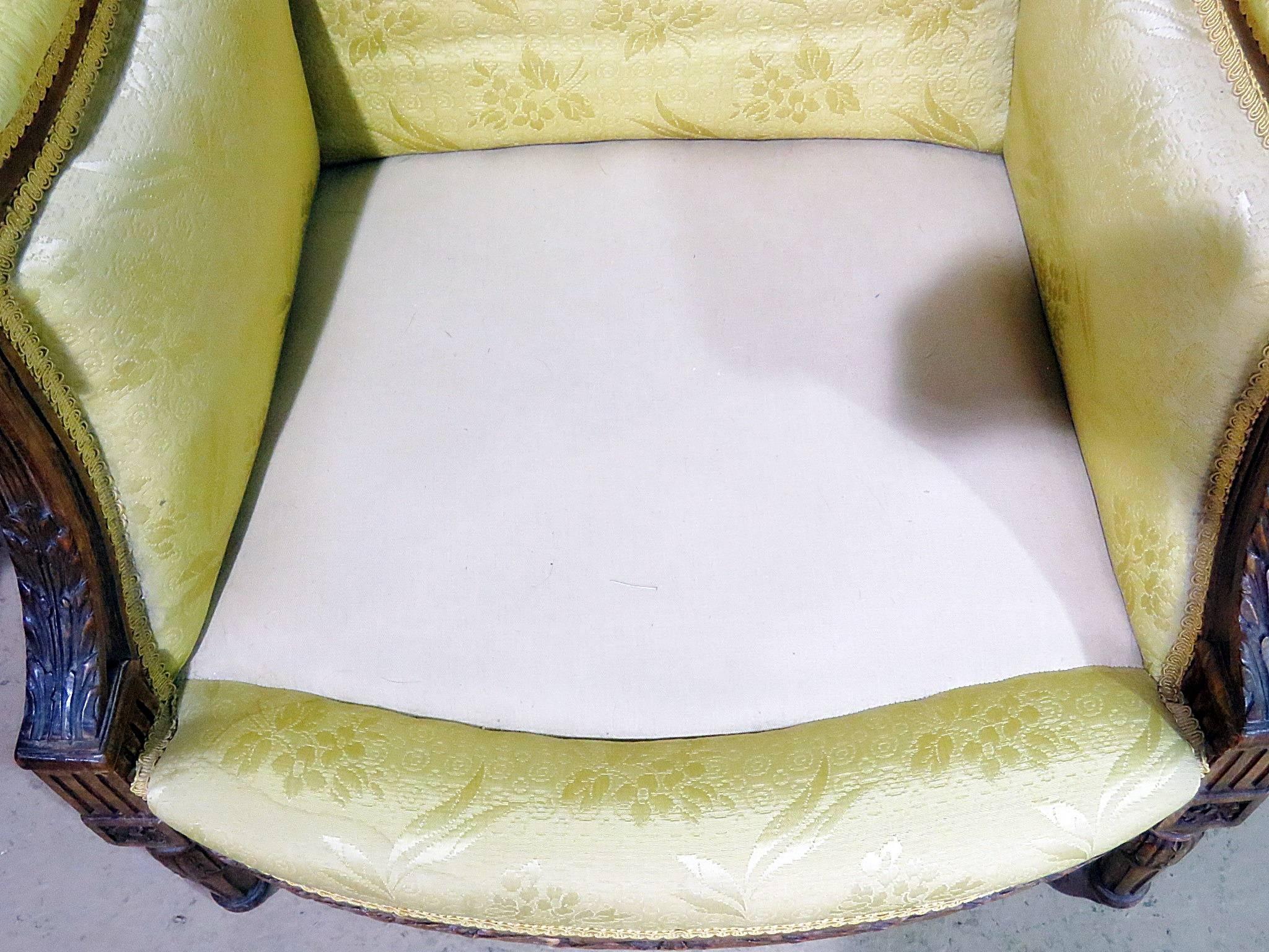 Upholstery Companion Pair of Louis XVI Style Bergeres