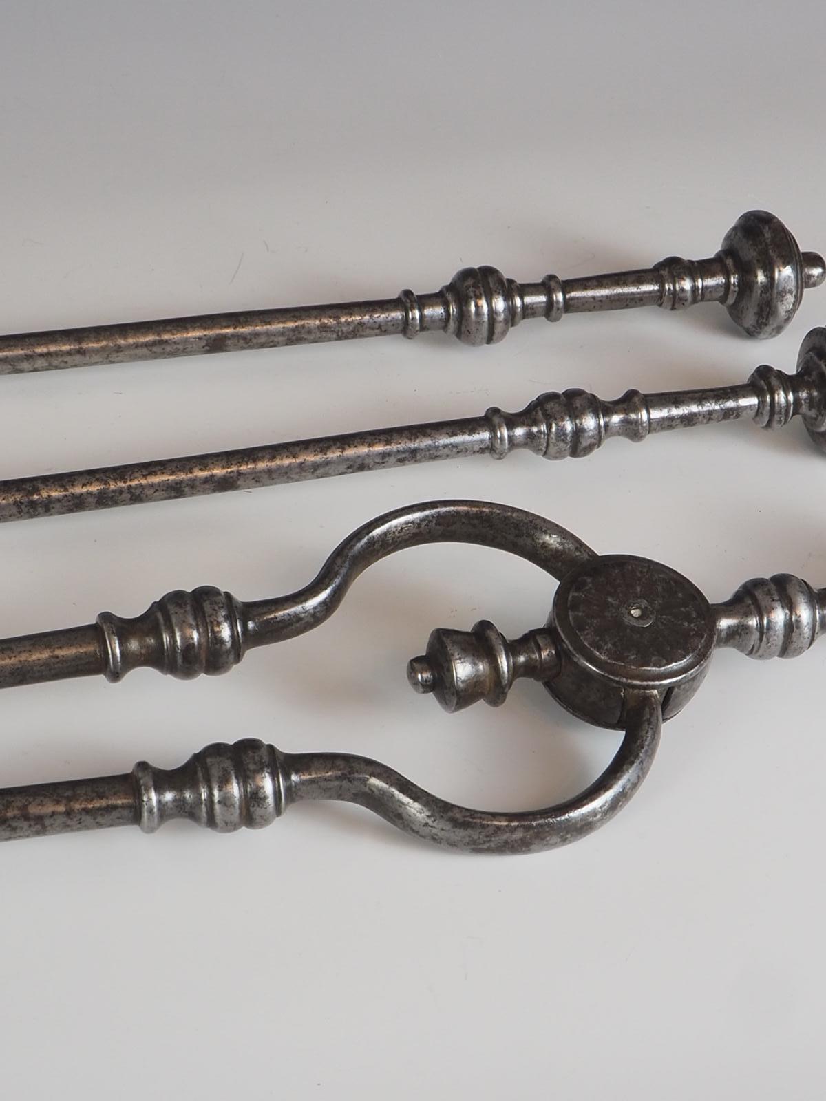 Companion Set of Three George III Steel Fire Tools For Sale 1