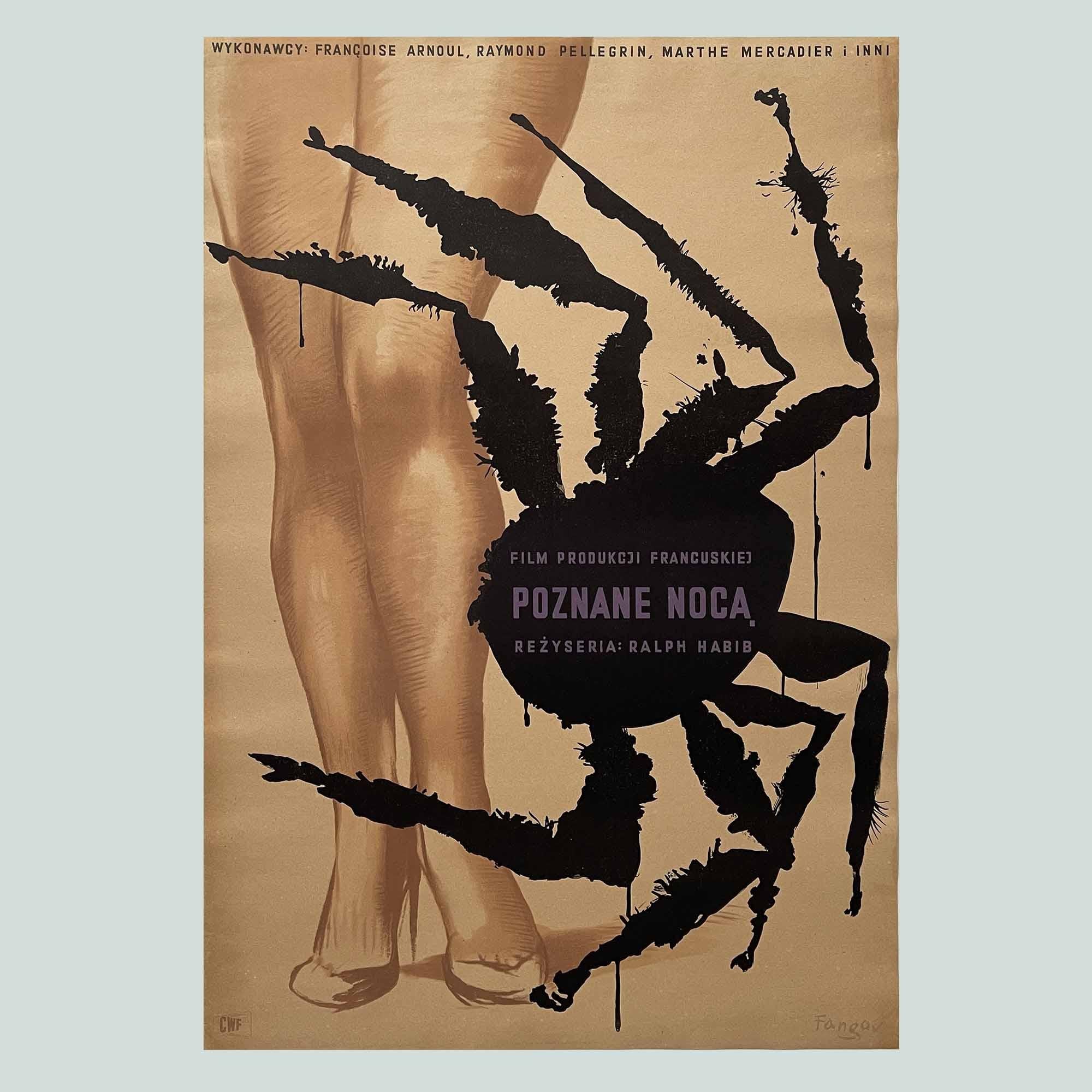 Dies ist ein seltenes und gesuchtes polnisches Filmplakat, das von dem berühmten polnischen Plakatkünstler Wojciech Fangor entworfen wurde. Er entwarf dieses Originalplakat von 1956 für den französischen Film 