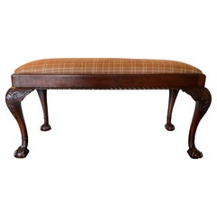 Antique Company of Master Craftsmen Mahogany Chippendale Style Upholstered Bench