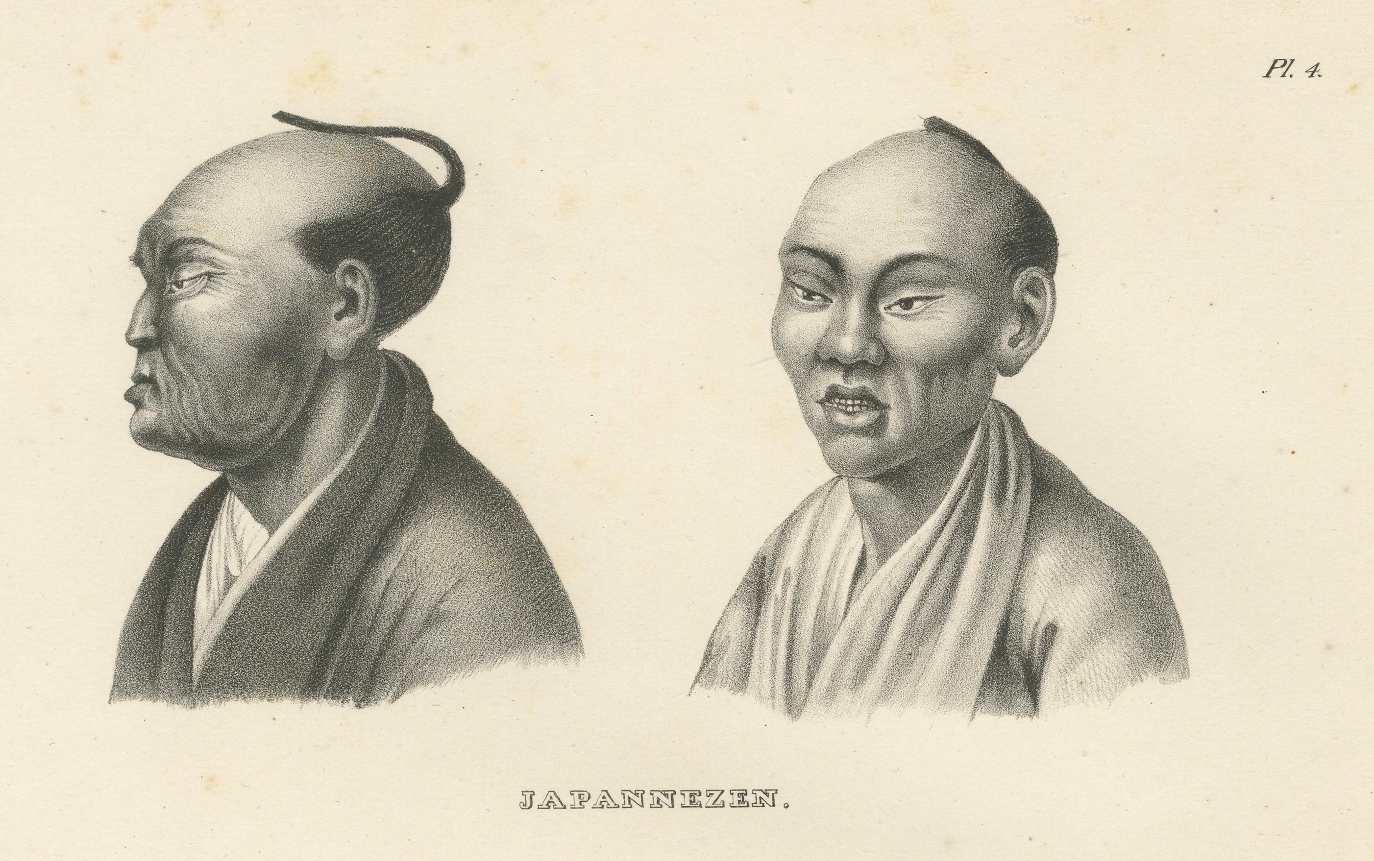 Comparative Porträts japanischer und chinesischer Männer von Karl Joseph Brodtmann, 1836 im Zustand „Gut“ im Angebot in Langweer, NL
