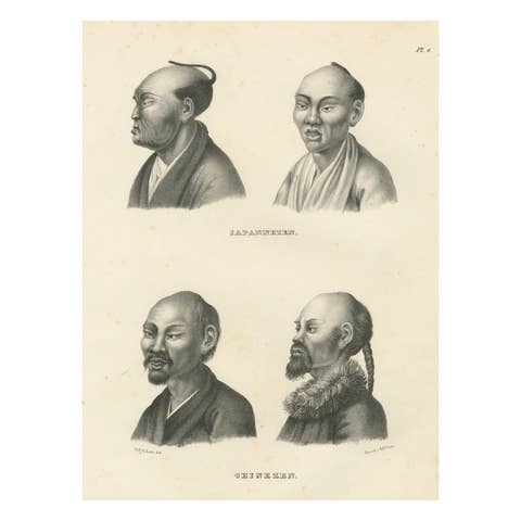 Comparative Portraits of Japanese and Chinese Men by Karl Joseph Brodtmann, 1836