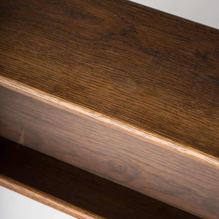 Scaffale dell'epoca della ricostruzione Compas Feet in Oak Oak marrone scuro - Francia, anni '50 in vendita 1