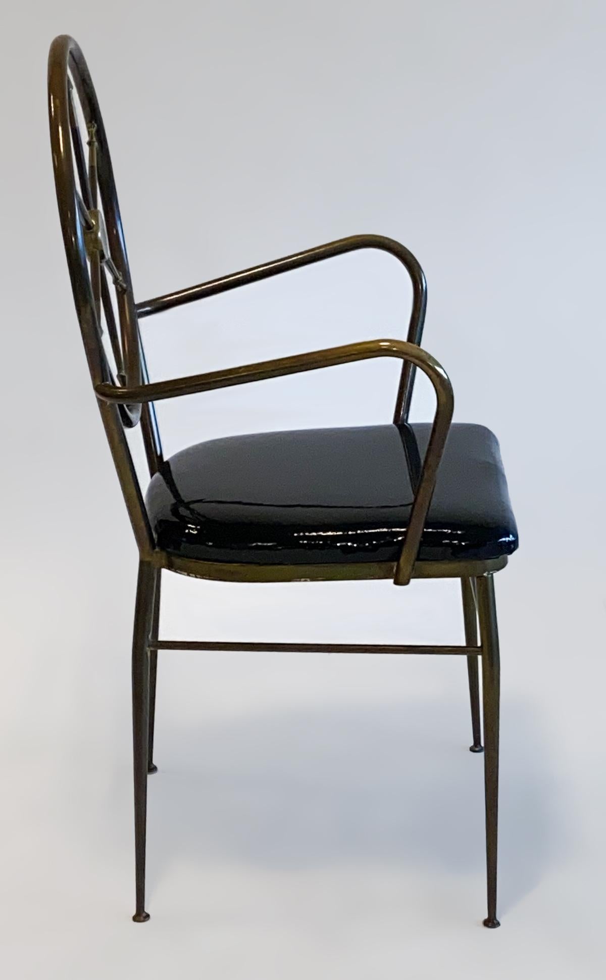Mid-Century Modern Compass Back Armchair in Brass Attributed to Gio Ponti, 1950s