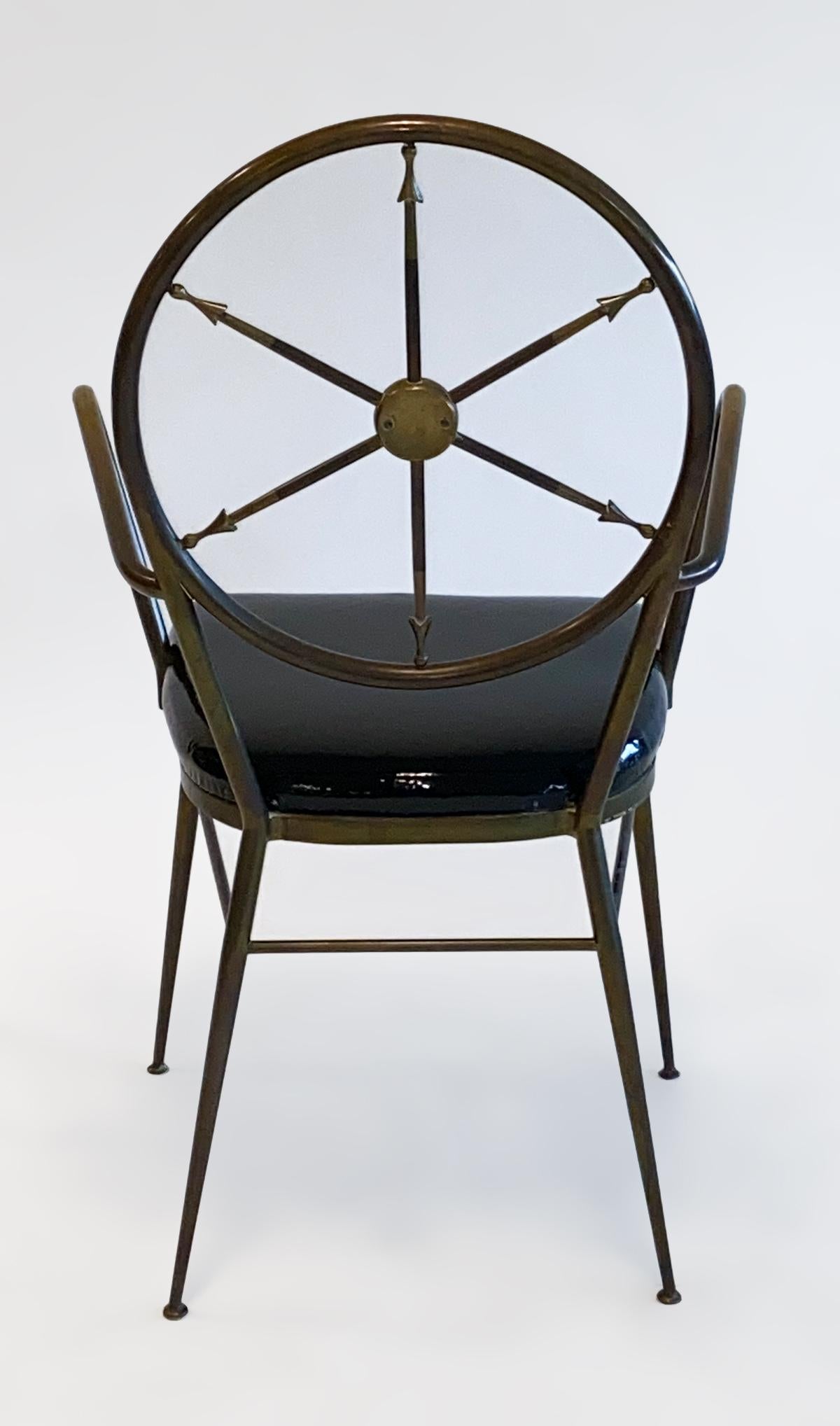Compass Back Armchair in Brass Attributed to Gio Ponti, 1950s In Good Condition In Ft Lauderdale, FL
