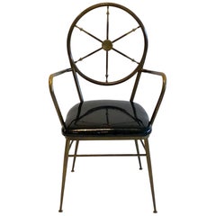 Compass Back Armchair in Brass Attributed to Gio Ponti, 1950s