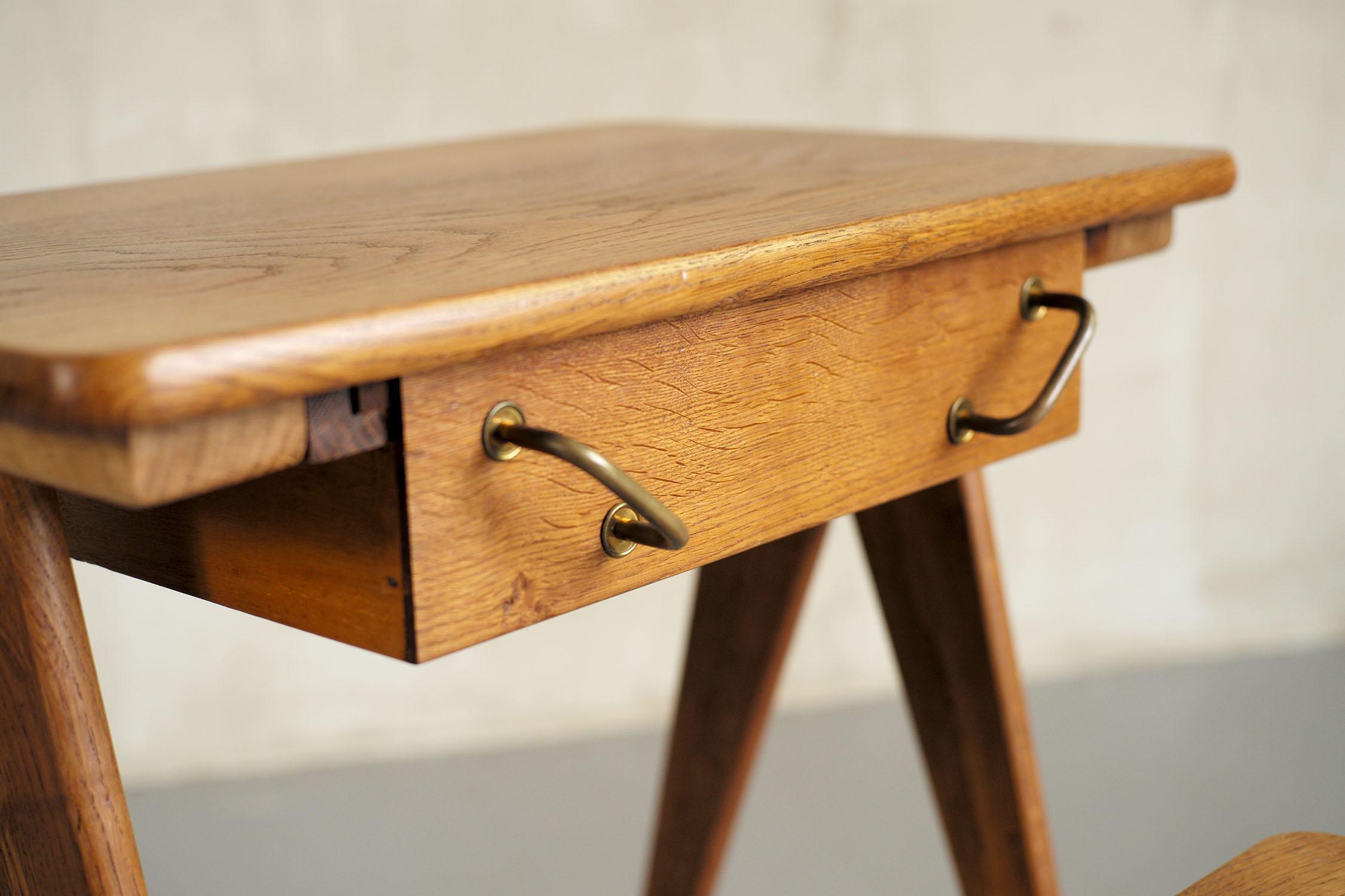 Compass Desk and Stool, France, 1950 2