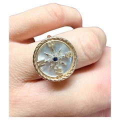 Compass Diamond ring RARE 14KT yellow gold