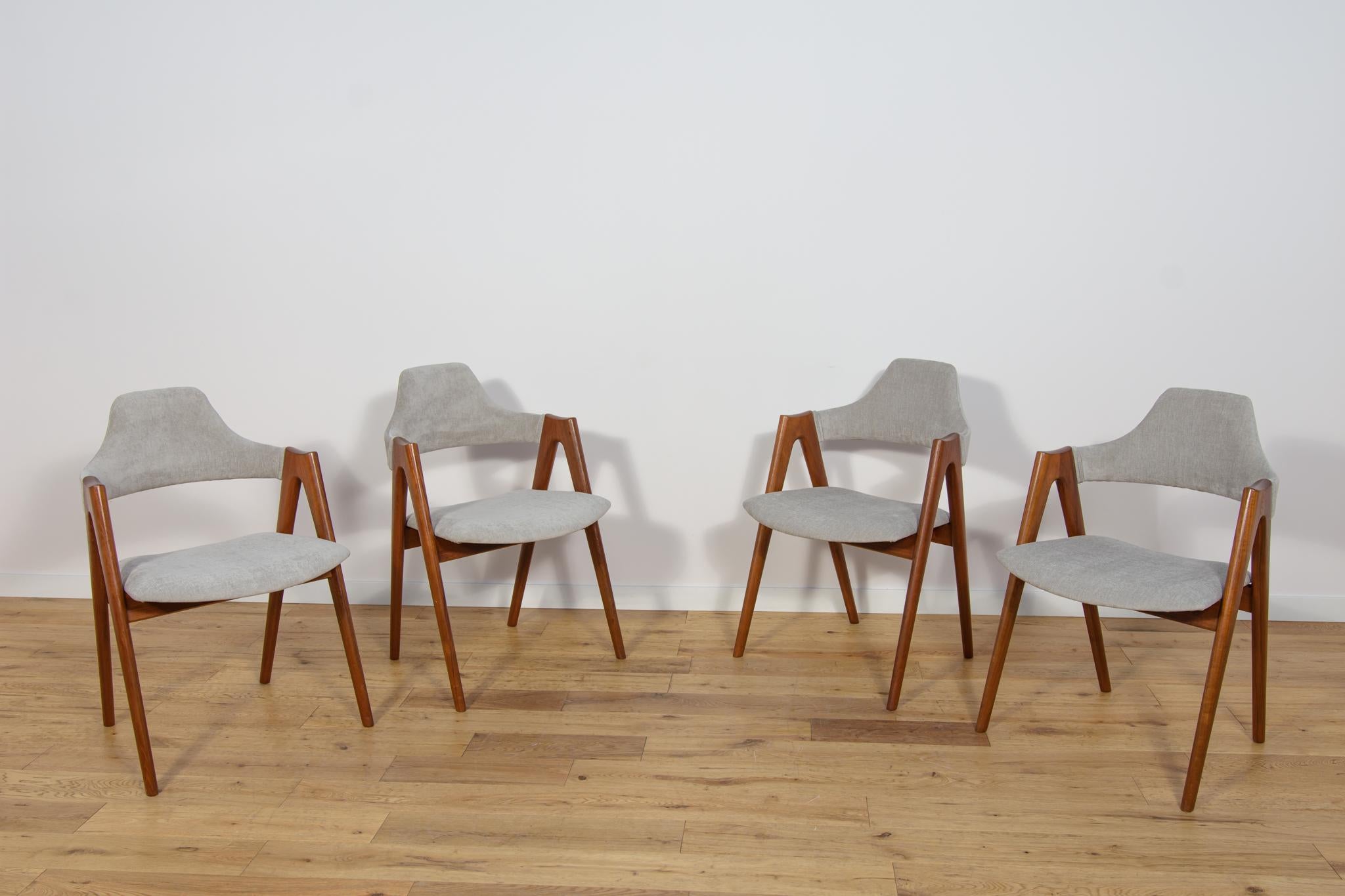 Danish Compass Dining Chairs by Kai Kristiansen for SVA Møbler, 1960s, Set of 4 For Sale