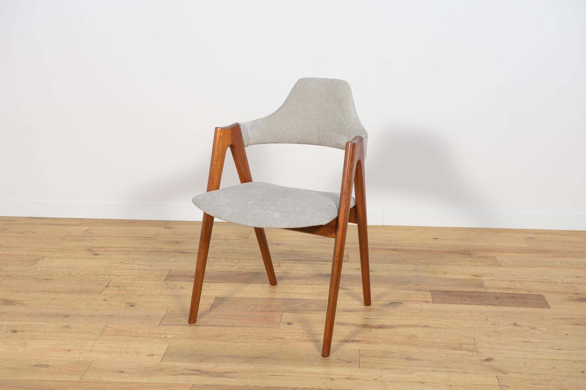 Fabric Compass Dining Chairs by Kai Kristiansen for SVA Møbler, 1960s, Set of 4 For Sale