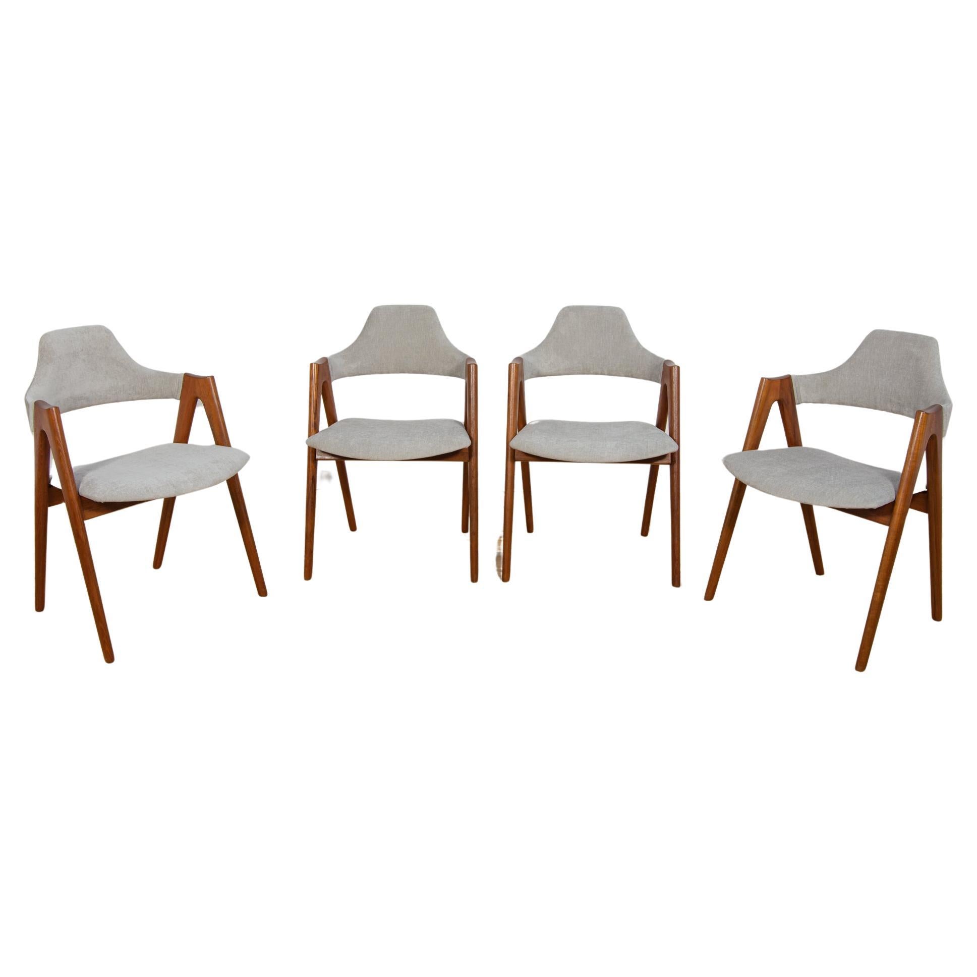 Compass Dining Chairs by Kai Kristiansen for SVA Møbler, 1960s, Set of 4