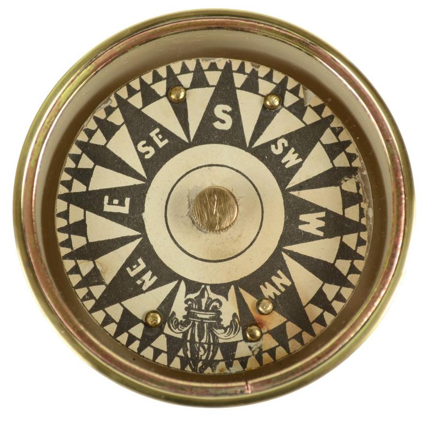 Compass in Its Original Turned Brass Box of the Mid-19th Century