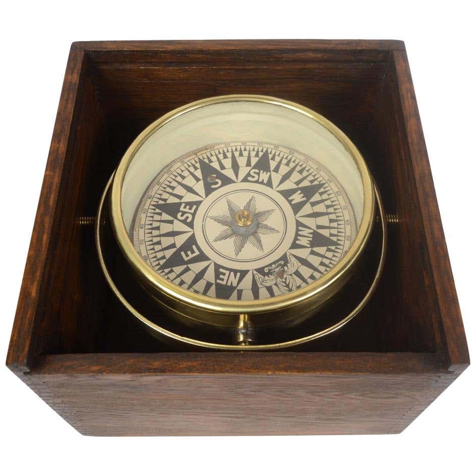 Beautiful Compasses Mahogany Box, 1858 at 1stDibs