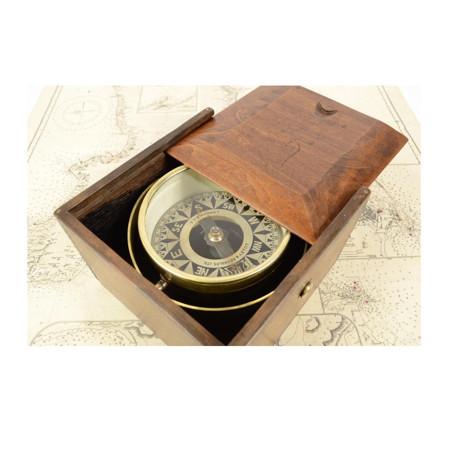 Compass Lilley & Reynolds Ltd London Made in 1930s in Its Original Wooden Box 2