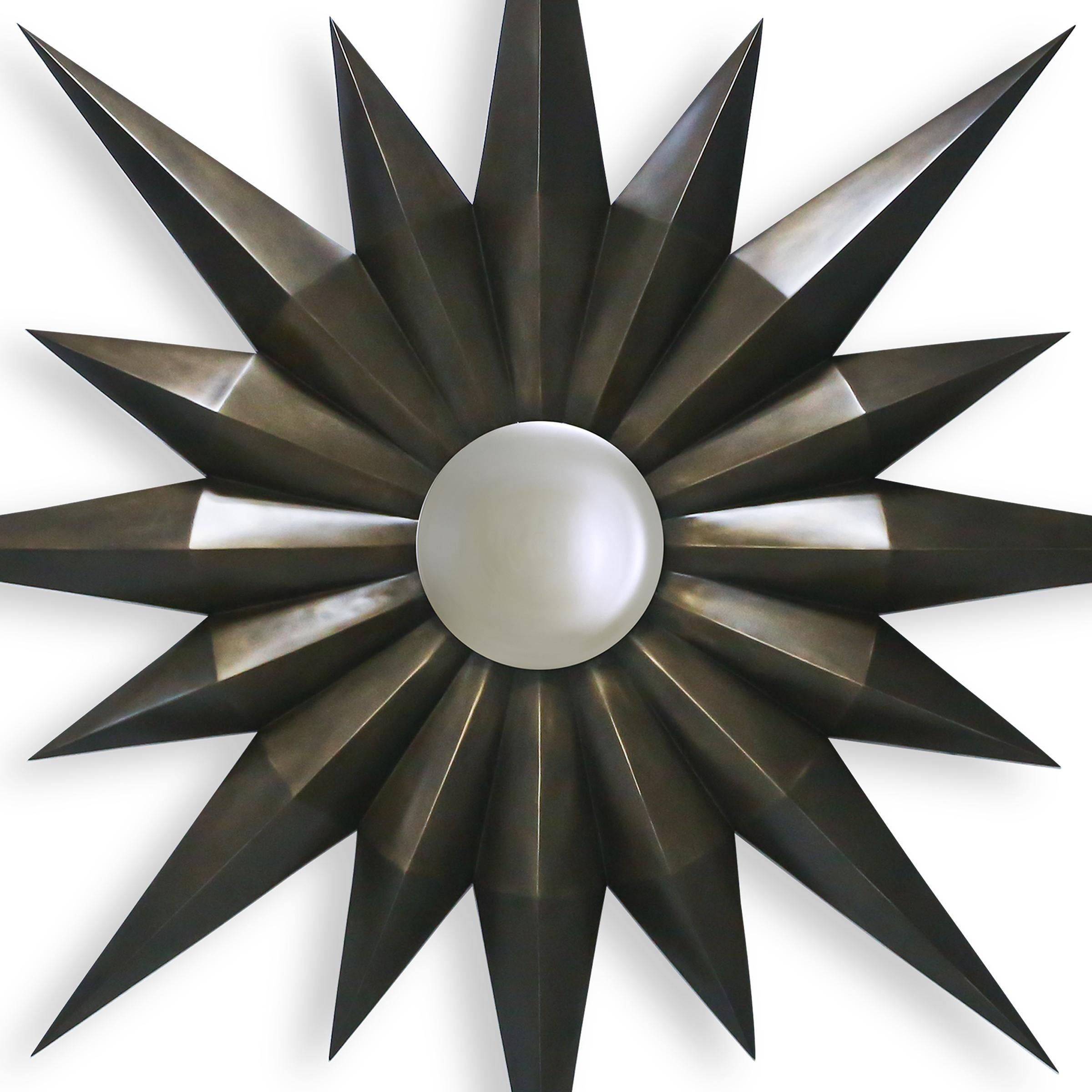 Contemporary Compass Mirror in Solid Bronze For Sale