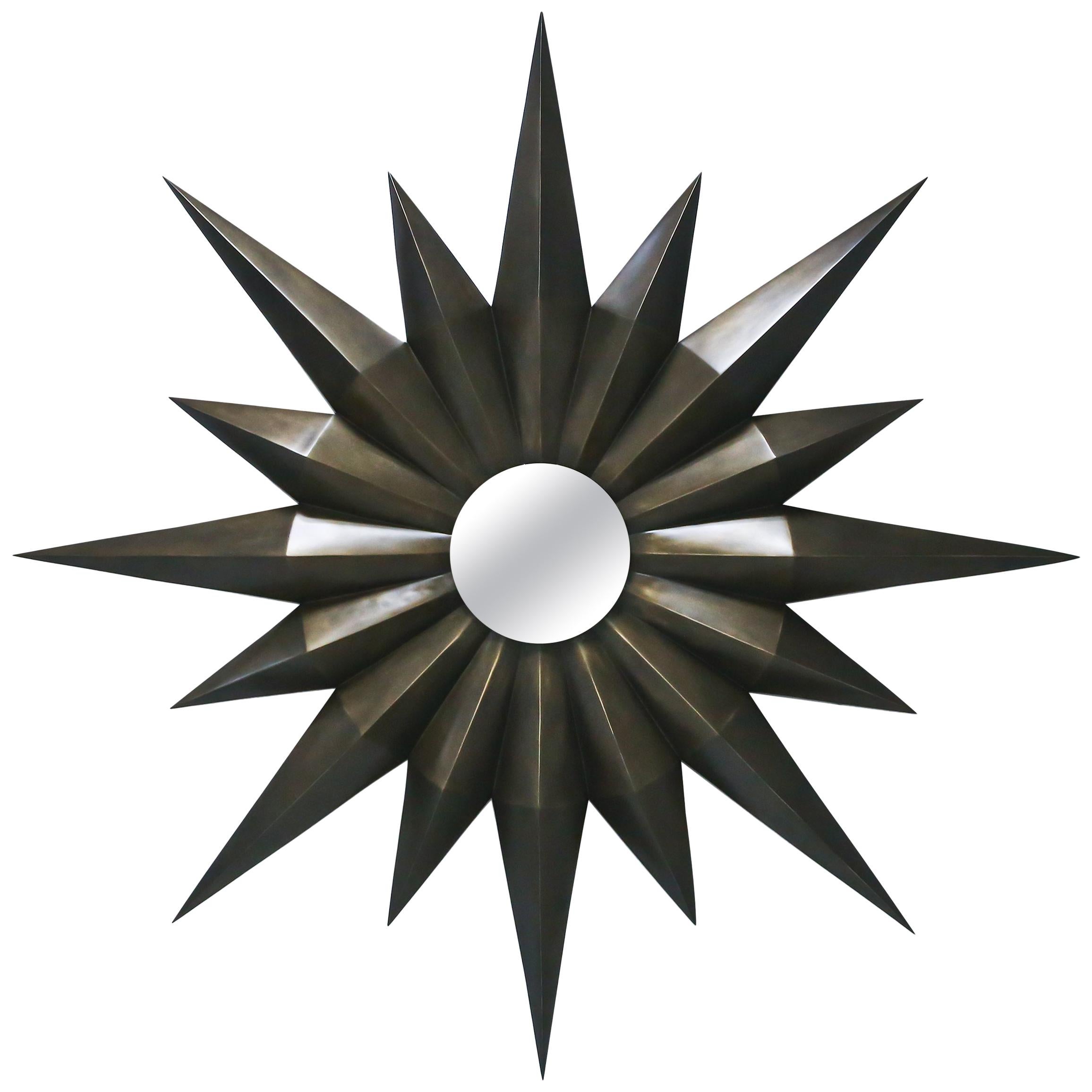 Compass Mirror in Solid Bronze