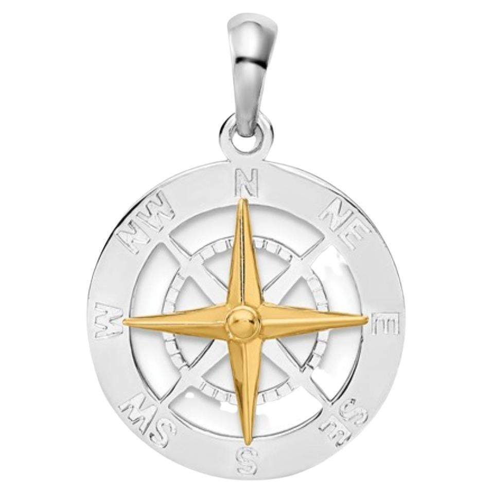 Collier boussole, argent sterling et or 14 carats, parcours pour suivre votre cœur