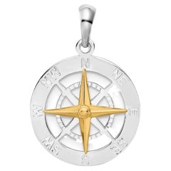 Compass Necklace, Sterling Silver & 14 Karat Gold, Journey to Follow Your Heart