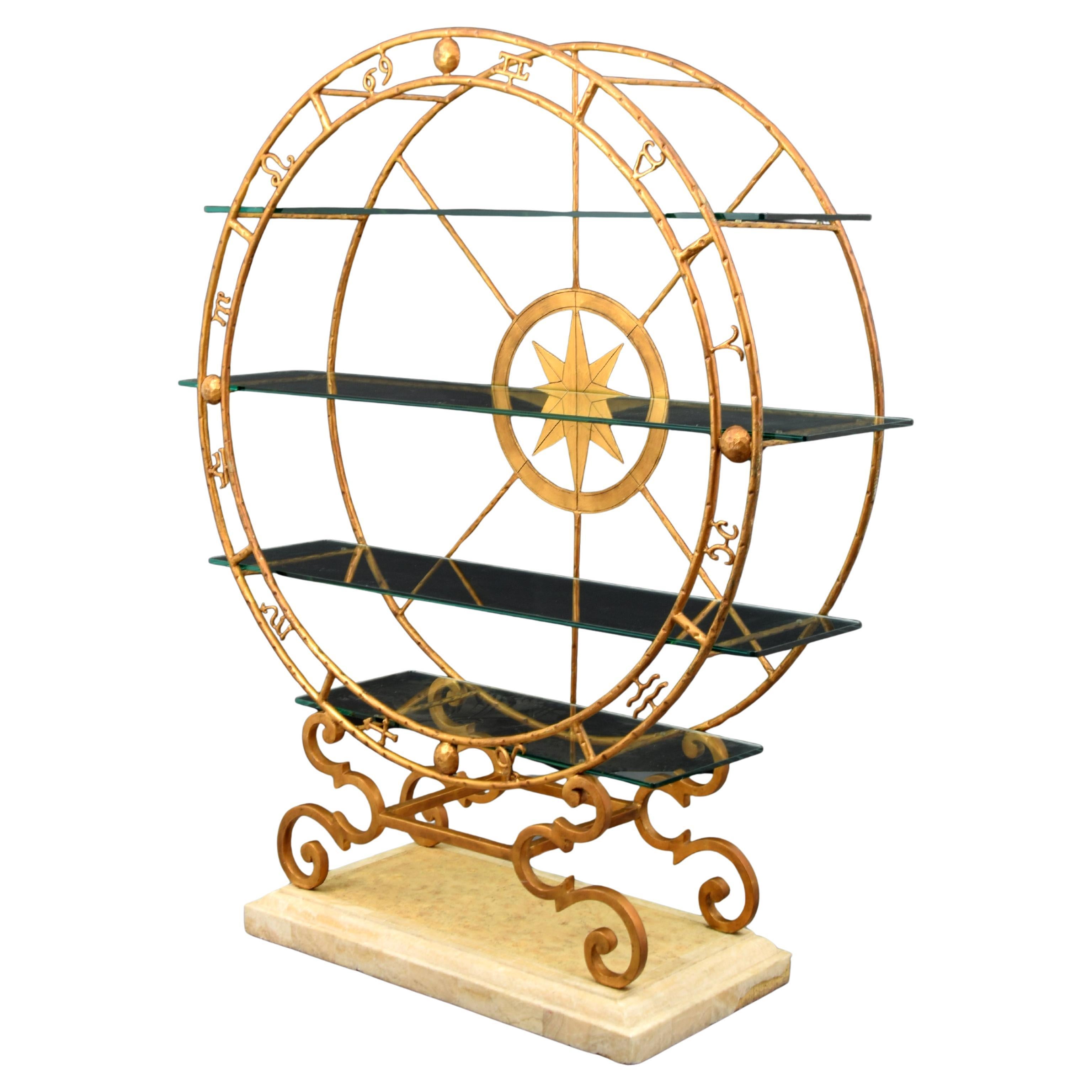 Compass Rose & Zodiac Vitrine / Etagere Attributed to Hermes, Paris Hermes Store