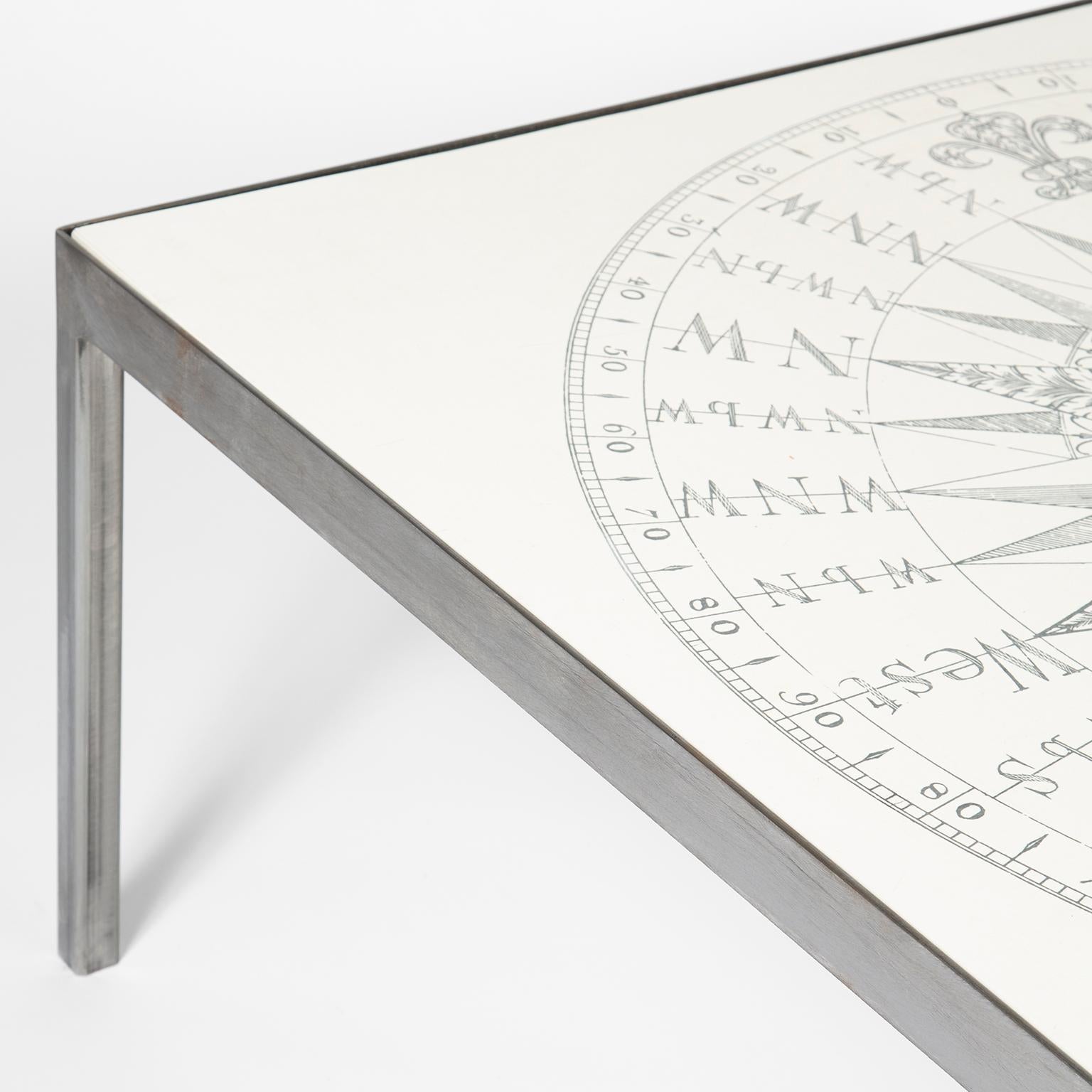 Polished Compass Square Coffee Table by DANAD Design, circa 1960s For Sale