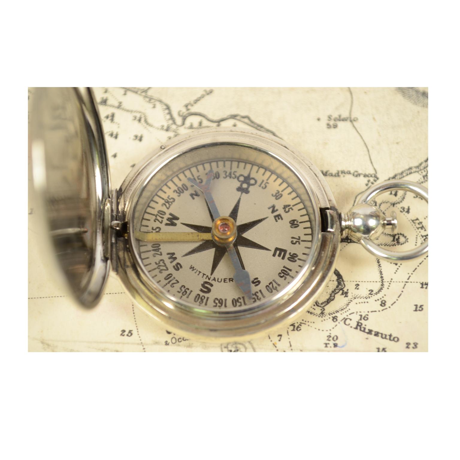 Early 20th Century Compass Used by the American Aviation Officers in the 1920s Signed Wittnauer