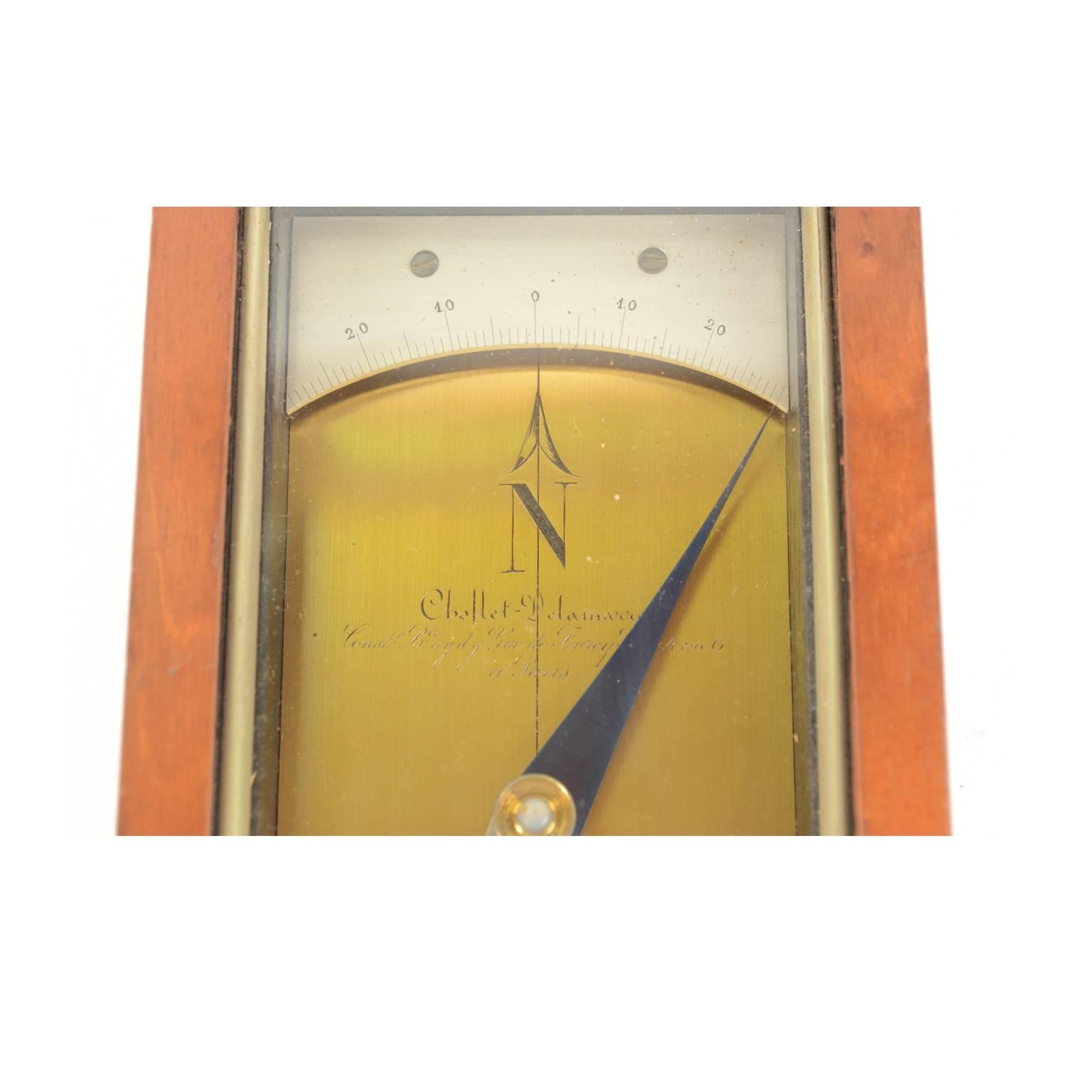 Compass Used in Topography, Brass, in Its Original Mahogany Box with Slit Cover 2