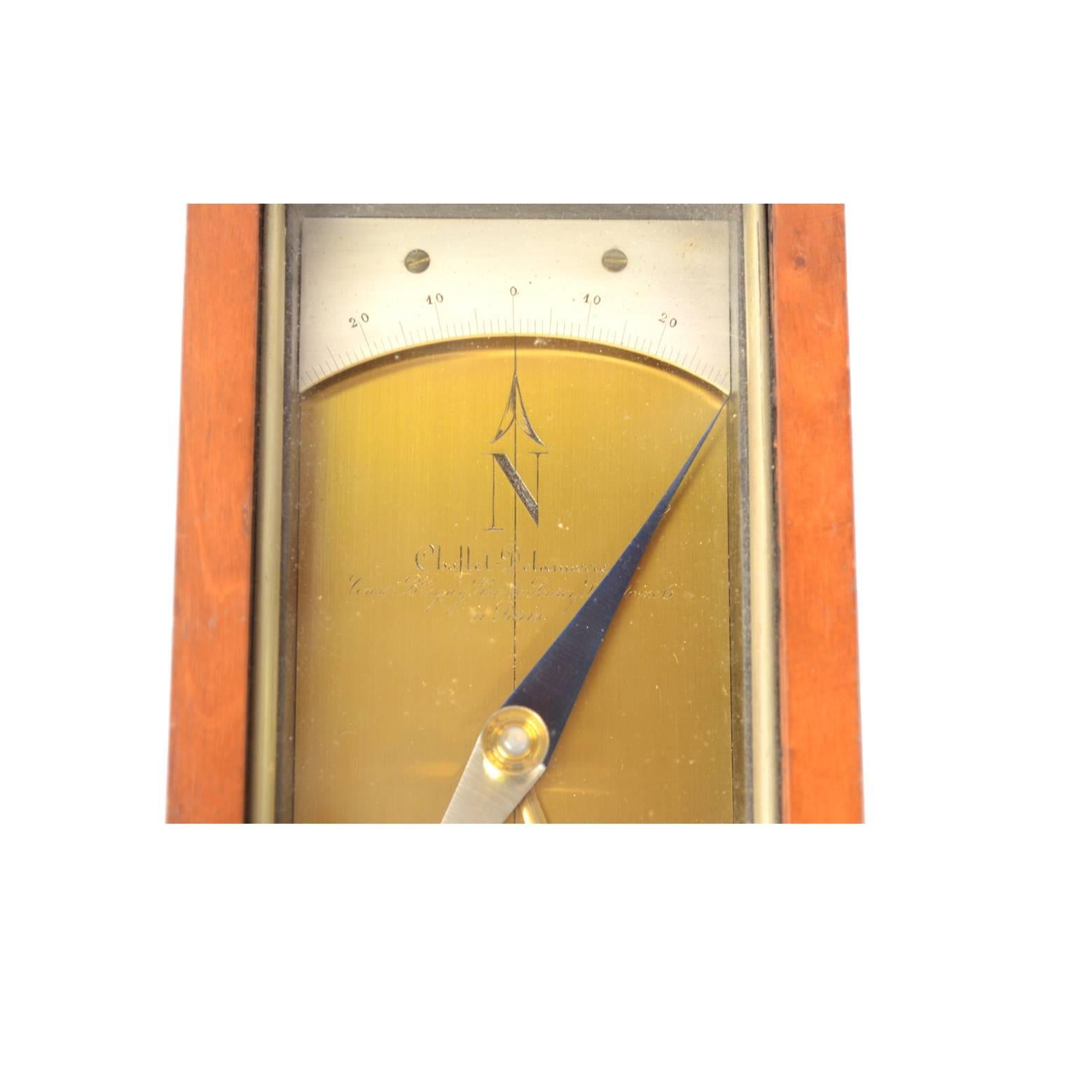 Compass Used in Topography, Brass, in Its Original Mahogany Box with Slit Cover 4