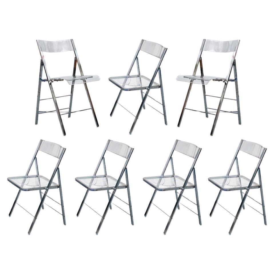 Gruppo di 7 sedie Foldes compatibili in acrilico