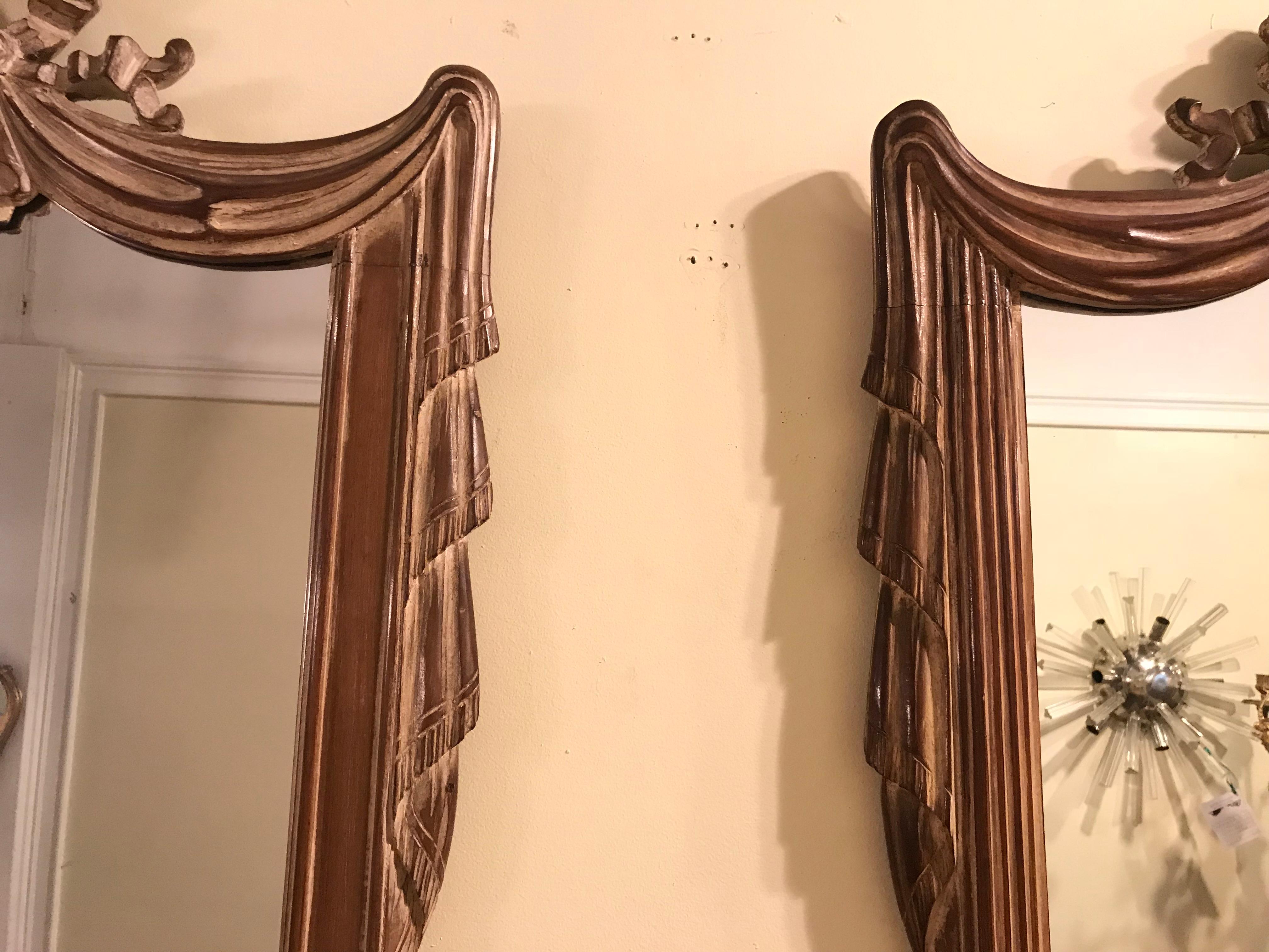 Compatible Hollywood Regency Grosfed House Ribbon and Tassle Form Mirrors, Pair 14