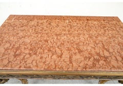Paire de consoles anciennes en bois doré avec dessus en marbre