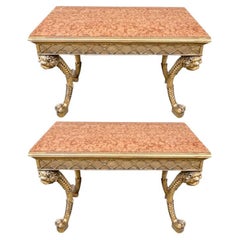 Compatible Pair Of Antique Gilt Wood Consoles With Marble Tops