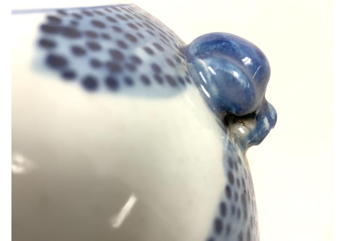 Compatible Pair Of Large Chinese Blue And White Porcelain Ginger Jars With Birds In Fair Condition In Bridgeport, CT