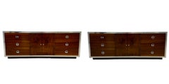 Compatible Pair of Mid-Century Modern Milo Baughman Dressers, Burlwood, Chrome