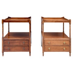 Compatible Pair Of Wood & Hogan Inc Mahogany Tiered English End Tables