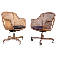 Compatible Set Two Mid Century Ward Bennett For Brickel Assoc. Caned Desk Chairs