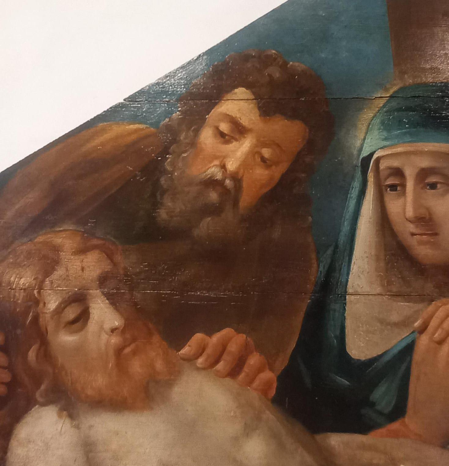 Italian Lamentation over the Dead Christ, oil on panel For Sale