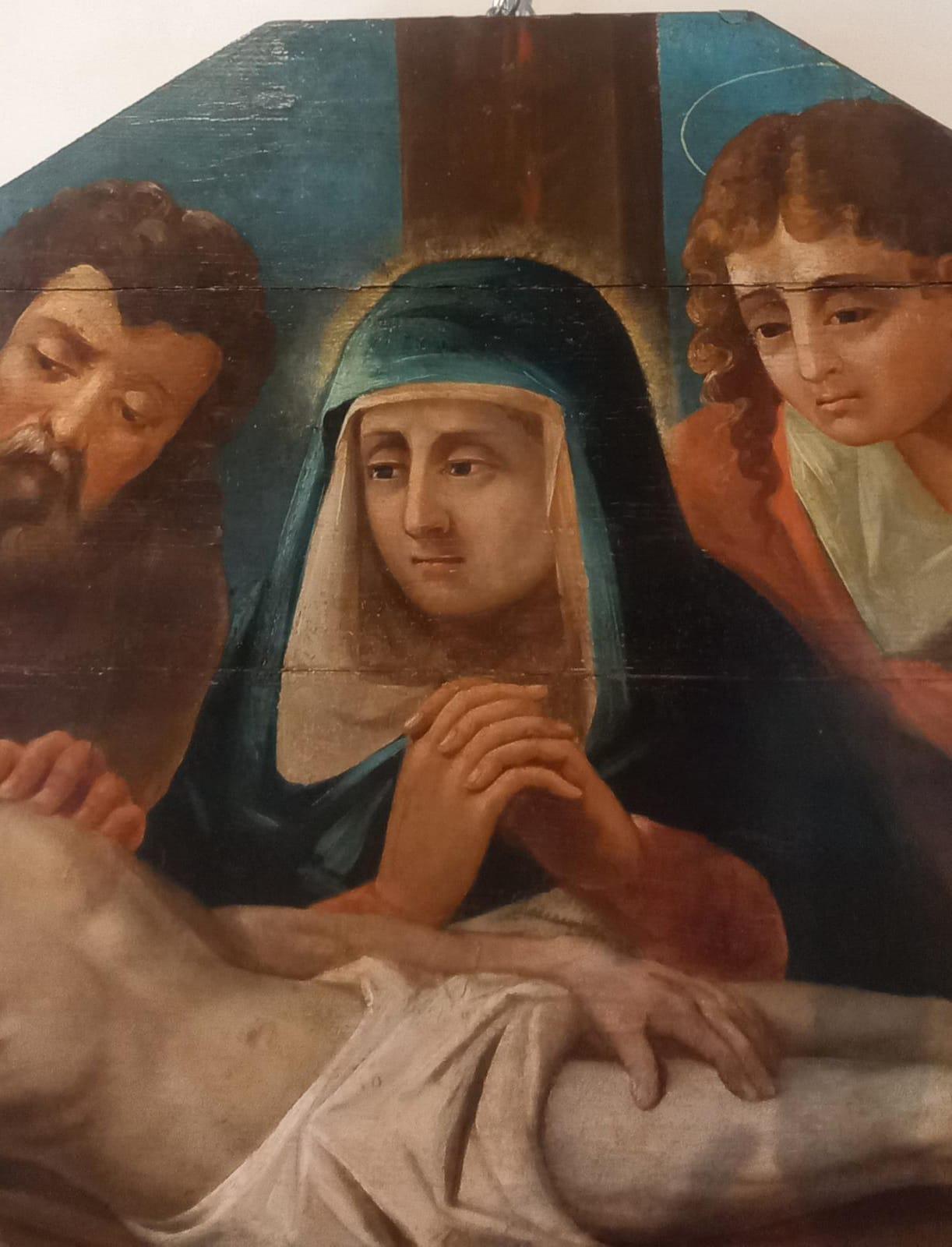 Beweinung über den toten Christus, Öl auf Tafel (Italian) im Angebot
